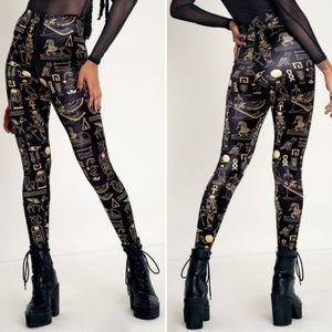 Black Milk HW Gold Hieroglyphics Velvet Leggings